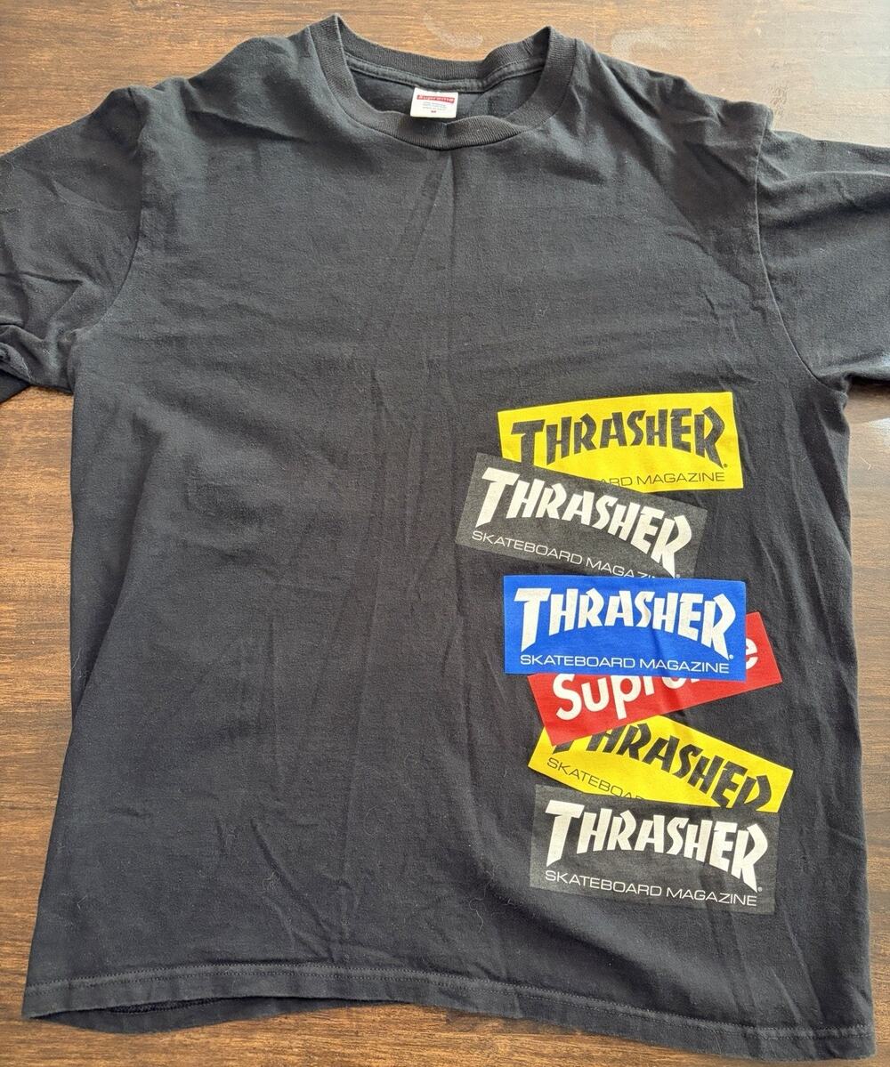 F51 Supreme X Thrasher Multi Logo Shirts Men's Medium M Long Sleeve Not Faded!